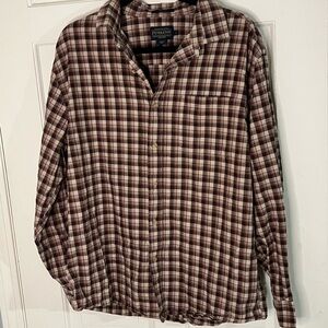 Vintage Pendleton Men's Casual Plaid Shirt in Brown and Cream